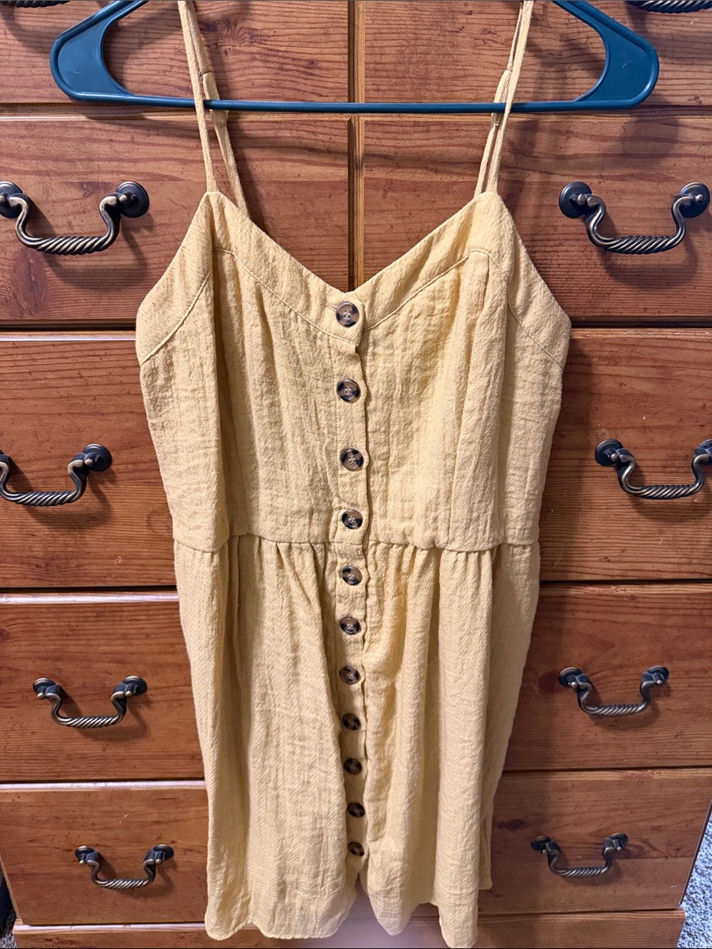 Maurices Bright Yellow-Mustard Button-Front Mini Dress